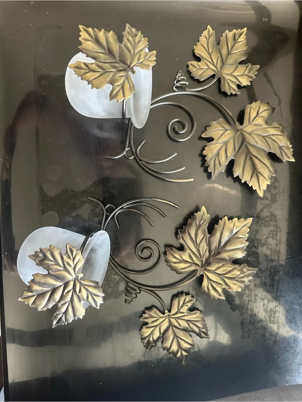 Vintage PartyLite Decorative Gold Leaf Metal Wall Art - Home Wall Decor